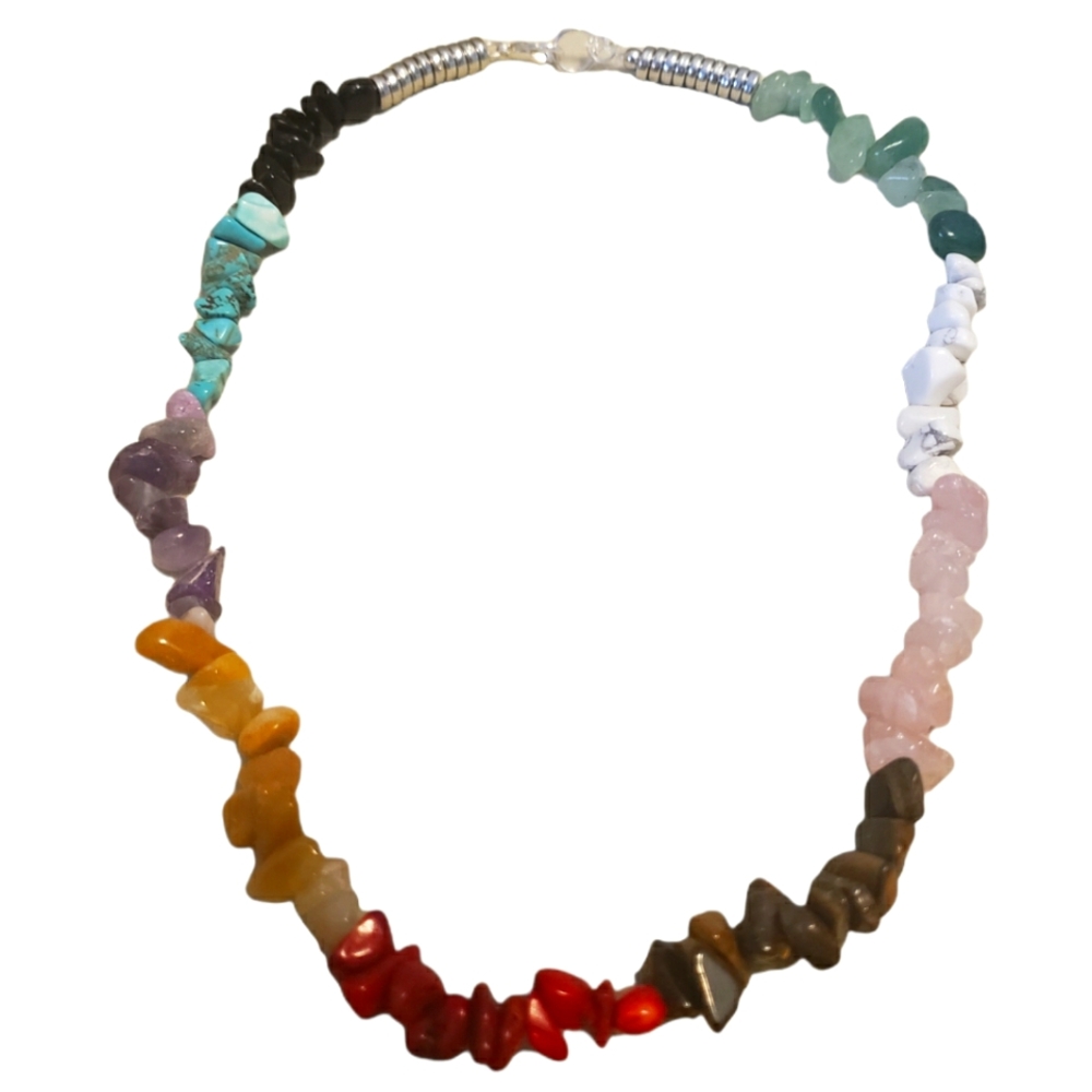 Color Block Stone Necklace Handmade